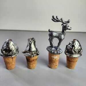 4 Pewter Wine Cork Stoppers